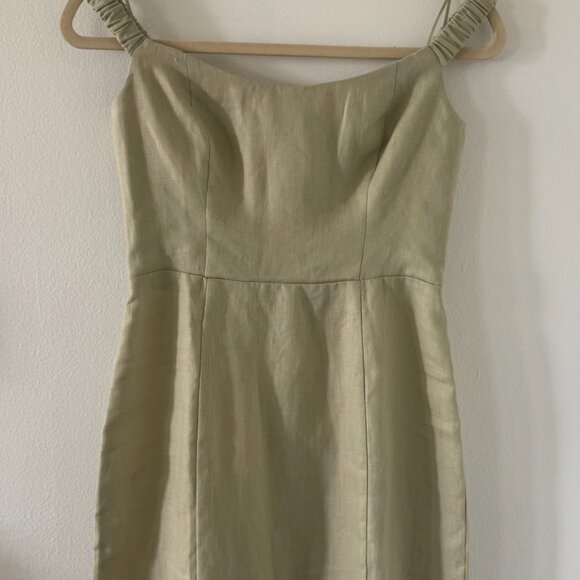 REFORMATION Sawyer Linen Mini Dress - NWT - Size 2 - Dried Herbs - Picture 8 of 10